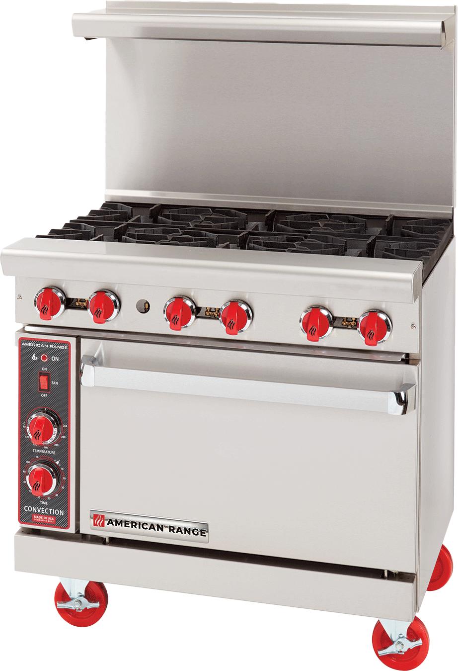 American Range - 36" Restaurant Range With 6 Burners with 26.5" Convection Oven, Stainless Steel - AR-6-C