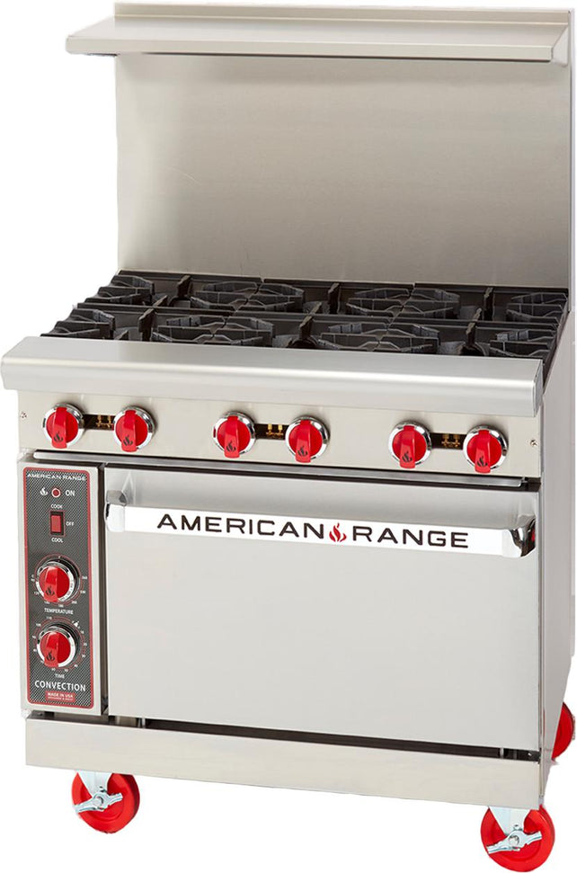 American Range - 36" Restaurant Range With 6 Burners with 26.5" Convection Oven, Stainless Steel - AR-6-C