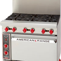 American Range - 36" Restaurant Range With 6 Burners with 26.5" Convection Oven, Stainless Steel - AR-6-C