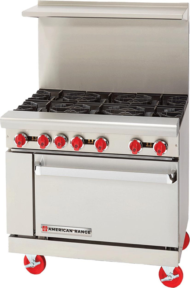 American Range - 36" Restaurant Range With 6 Burners with 26.5" Standard Oven, Stainless Steel - AR-6