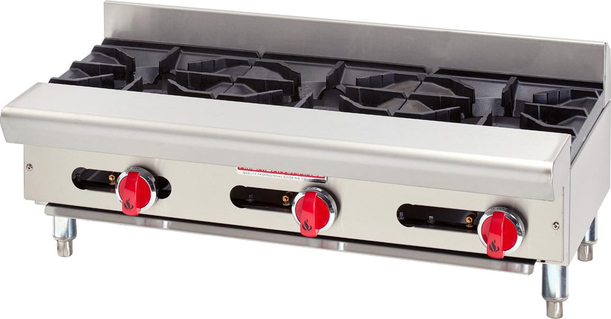 American Range - 36" Stainless Steel 3 Burner Countertop Hot Plate - ARSHP-36-3