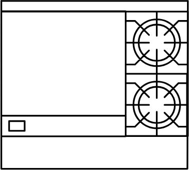 American Range -36" Stainless Steel Green Flame Ranges 24" Griddles, 2 Burners with 26.5" Convection Oven - ARGF-24G-2B-C