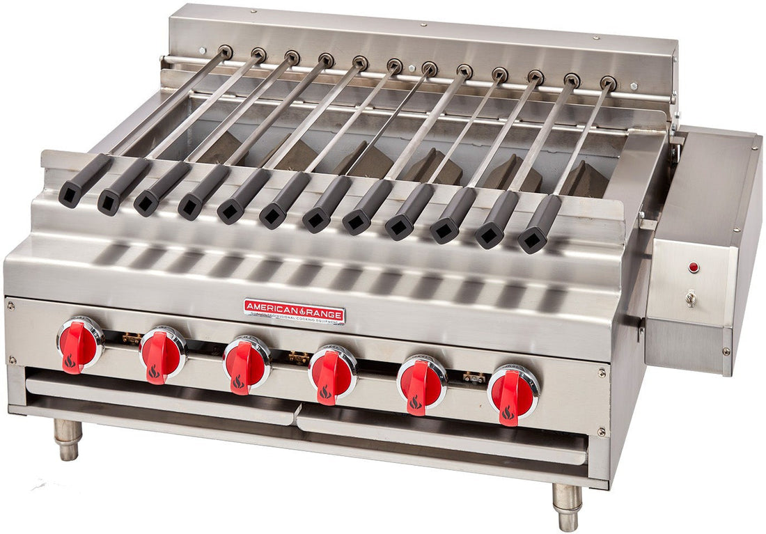 American Range - 36" Stainless Steel Radiant Shish Kebob Broiler with Rotisserie - ARKB-36-R