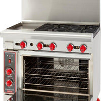 American Range - 36" Stainless Steel Restaurant Range With 12" Griddles, 4 Burners, And 26.5" Convection Oven - AR-12G-4B-C