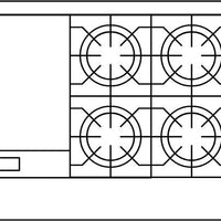 American Range - 36" Stainless Steel Restaurant Range With 12" Griddles, 4 Burners, And 26.5" Convection Oven - AR-12G-4B-C
