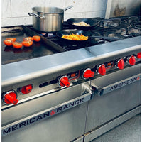 American Range - 36" Stainless Steel Restaurant Range With 24" Griddles, 2 Burners, And 26.5" Storage Base - AR-24G-2B-SB