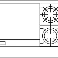 American Range - 36" Stainless Steel Restaurant Range With 24" Griddles, 2 Burners, And 26.5" Storage Base - AR-24G-2B-SB