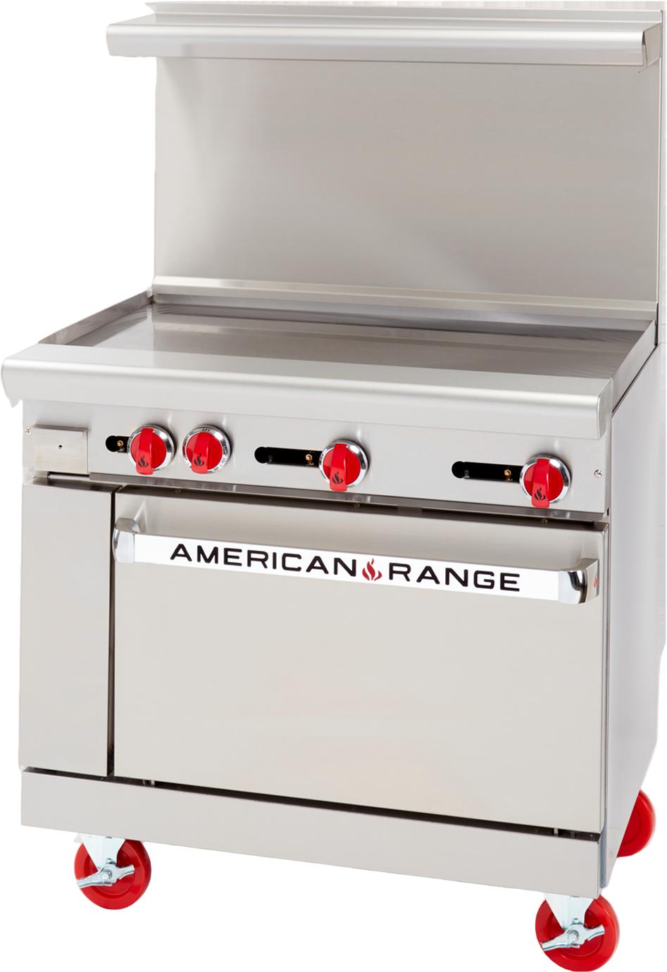 American Range - 36" Stainless Steel Restaurant Range With 36" Griddles And 26.5" Standard Oven - AR-36G