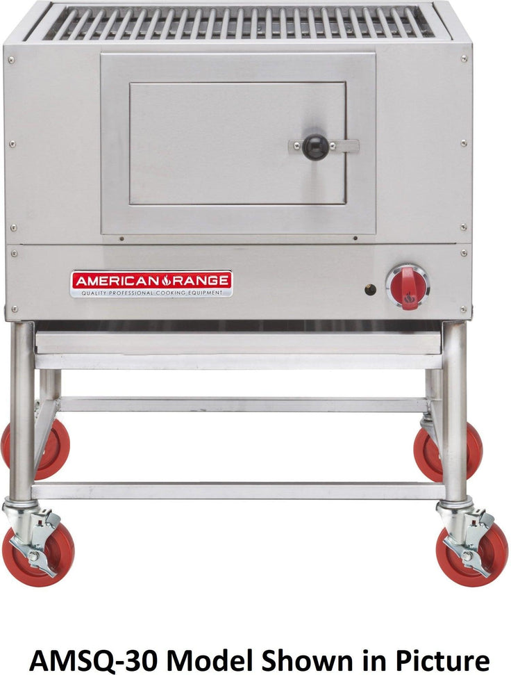 American Range - 36" Stainless Steel Wood Fired CharBroiler with Log Lighter and, Pack of 4 Casters - AMSQ-36 Special Order (4 Weeks)