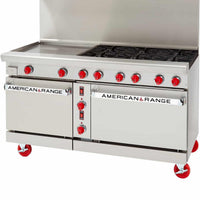 American Range -48" Stainless Steel Green Flame Ranges 36" Griddles, 2 Burners With Standard Oven With Storage Base - ARGF-36G-2B-126