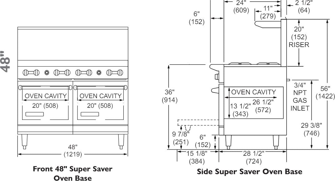 American Range -48" Stainless Steel Green Flame Ranges 8 Burners with 26.5" 2 Space Saver Oven - ARGF-8