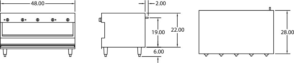 American Range - 48" Stainless Steel Infrared Brazil Overfired Broilers - AROB-48