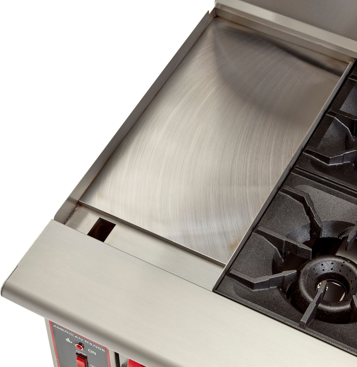American Range - 48" Stainless Steel Restaurant Range 12" Griddles, 6 Burners, and 20" 2 Space Storage Bases - AR-12G-6B-DSB