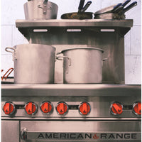 American Range - 48" Stainless Steel Restaurant Range 12" Griddles, 6 Burners, and 20" 2 Space Storage Bases - AR-12G-6B-DSB
