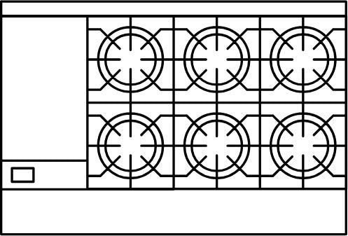 American Range - 48" Stainless Steel Restaurant Range 12" Griddles, 6 Burners, and 20" 2 Space Storage Bases - AR-12G-6B-DSB