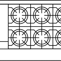 American Range - 48" Stainless Steel Restaurant Range 12" Griddles, 6 Burners, and 20" 2 Space Storage Bases - AR-12G-6B-DSB