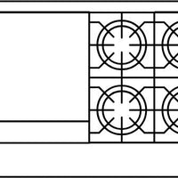 American Range - 48" Stainless Steel Restaurant Range 24" Griddles, 4 Burners, and 20" 2 Space Storage Bases - AR-24G-4B-DSB