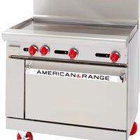 American Range - 48" Stainless Steel Restaurant Range 48" Griddles, and 20" 2 Space Storage Bases - AR-48G-DSB