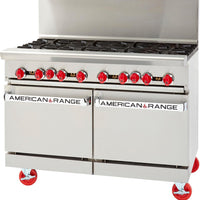 American Range - 48" Stainless Steel Restaurant Range 8 Burners, (1) 26.5" Convection Oven, Storage Base - AR-8-CL-SBR