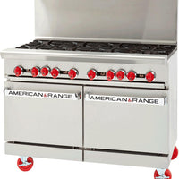 American Range - 48" Stainless Steel Restaurant Range 8 Burners, and 20" 2 Space Storage Bases - AR-8-DSB