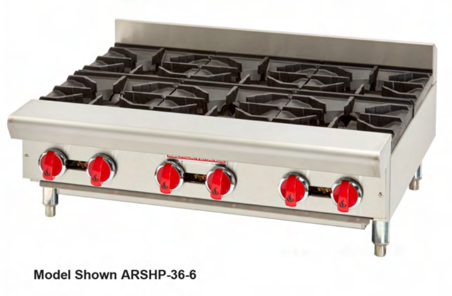 American Range - 60" Stainless Steel 10 Burner Countertop Hot Plate - ARSHP-60-10