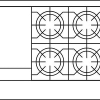 American Range - 60" Stainless Steel Green Flame Range with 24" Griddle on Left, 247,000 BTU - ARGF‐24G‐6B‐CL