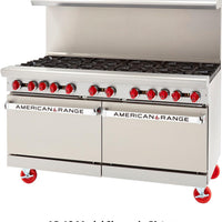 American Range - 60" Stainless Steel Restaurant Range 10 Burners With 26.5" 1 Standard Oven and 1 Storage Base - AR-10-126L-SBR