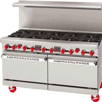 American Range - 60" Stainless Steel Restaurant Range 10 Burners With 26.5" 2 Convection Oven - AR-10-CC