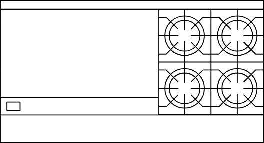 American Range - 60" Stainless Steel Restaurant Range 36" Griddles and 4 Burners With 26.5" 2 Storage Base - AR-36G-4B-DSB