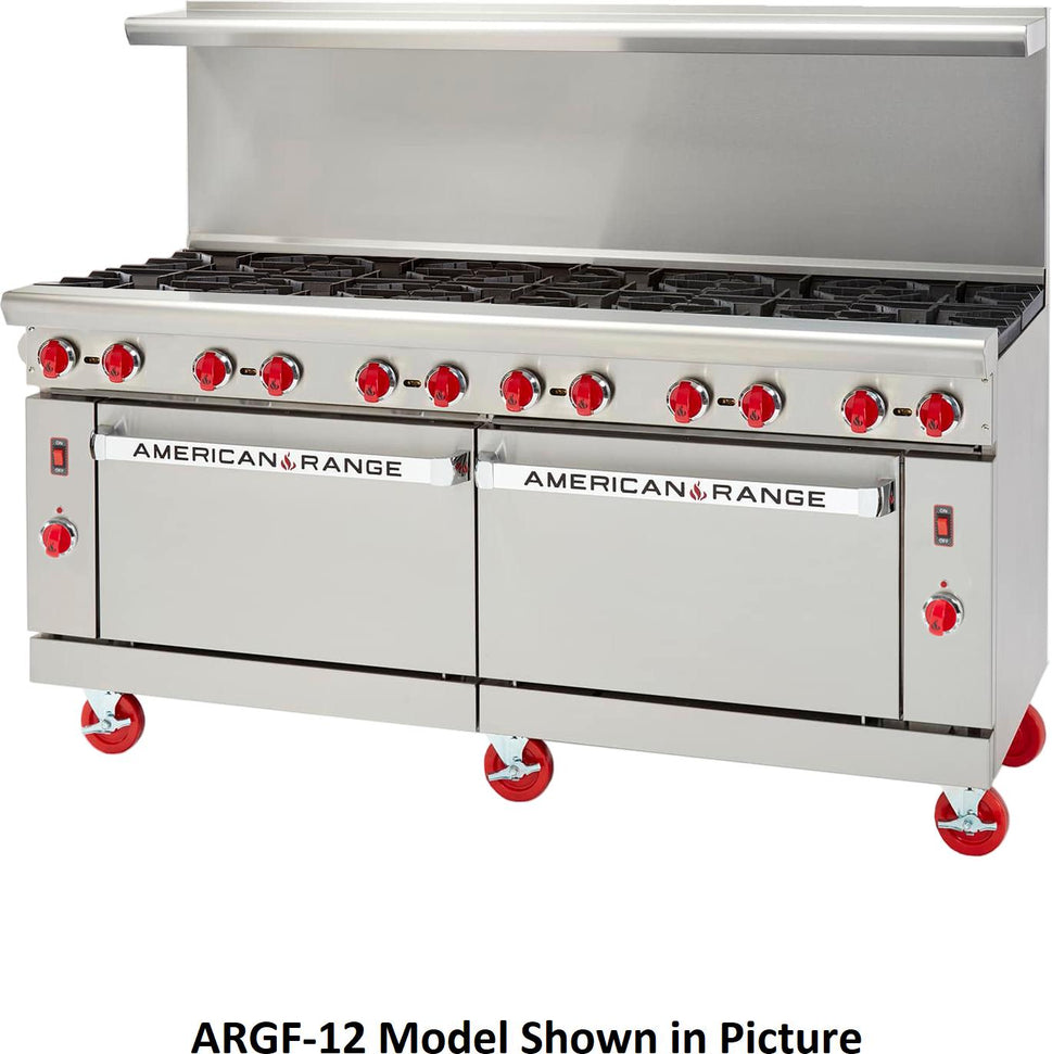 American Range - 72" Stainless Steel Green Flame Range 12 Burners With 2 Convection Ovens - ARGF-12-CC