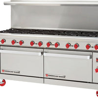 American Range - 72" Stainless Steel Green Flame Range 12 Burners With 2 Standard Ovens - ARGF-12