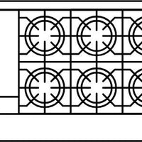 American Range - 72" Stainless Steel Green Flame Range 24" Griddles and 8 Burners With 1 Standard and 1 Convection Oven - ARGF-24G-8B-CL-126R