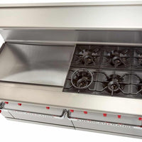 American Range - 72" Stainless Steel Restaurant Range 12 Burners With 26.5" 1 Standard Oven and 1 Storage Base - AR-12-126L-SBR