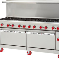 American Range - 72" Stainless Steel Restaurant Range 12 Burners With 26.5" 2 Standard Oven - AR-12