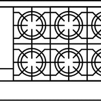 American Range - 72" Stainless Steel Restaurant Range 24" Griddles 8 Burners With 26.5" 1 Convection Oven and 1 Storage Base - AR-24G-8B-CL-SBR