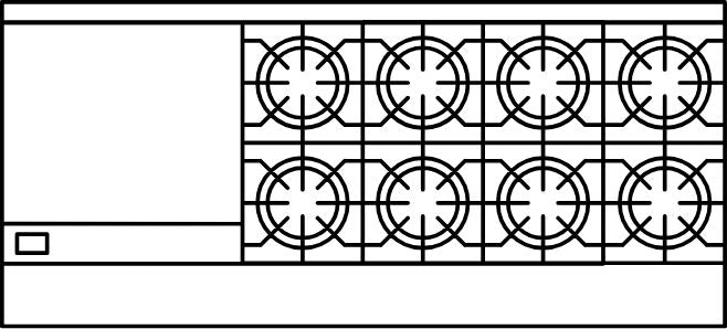 American Range - 72" Stainless Steel Restaurant Range 24" Griddles 8 Burners With 26.5" 2 Standard Oven - AR-24G-8B