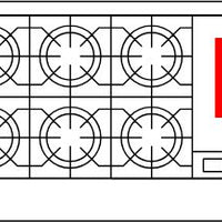 American Range - 72" Stainless Steel Restaurant Range 24" Raised Griddles, 8 Burners With 26.5" 2 Storage Bases - AR-8B-24RG-DSB