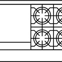 American Range - 72" Stainless Steel Restaurant Range 36" Griddles 6 Burners With 26.5" 1 Convection Oven and 1 Storage Base - AR-36G-6B-CL-SBR