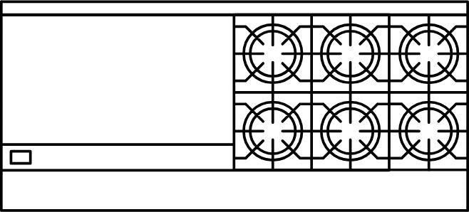 American Range - 72" Stainless Steel Restaurant Range 36" Griddles 6 Burners With 26.5" 1 Standard Oven and 1 Storage Base - AR-36G-6B-126L-SBR