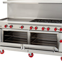 American Range - 72" Stainless Steel Restaurant Range 36" Griddles 6 Burners With 26.5" 2 Standard Oven - AR-36G-6B
