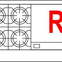 American Range - 72" Stainless Steel Restaurant Range 36" Raised Griddles, 6 Burners With 26.5" 2 Standard Ovens - AR-6B-36RG