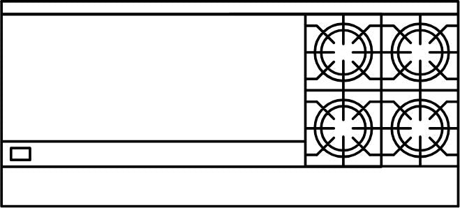 American Range - 72" Stainless Steel Restaurant Range 48" Griddles 4 Burners With 26.5" 1 Standard Oven and 1 Storage Base - AR-48G-4B-126L-SBR