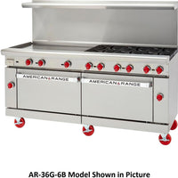 American Range - 72" Stainless Steel Restaurant Range 48" Griddles 4 Burners With 26.5" 2 Storage Bases - AR-48G-4B-DSB