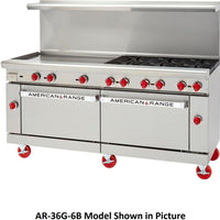 American Range - 72" Stainless Steel Restaurant Range 48" Griddles 4 Burners With 26.5" 2 Storage Bases - AR-48G-4B-DSB