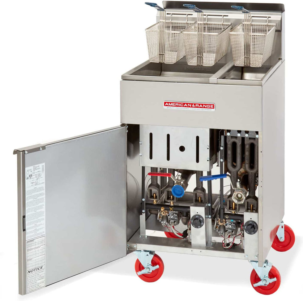 American Range - 7.75" Stainless Steel Restaurant Range Half and Full Size Fryers - AF-50/25