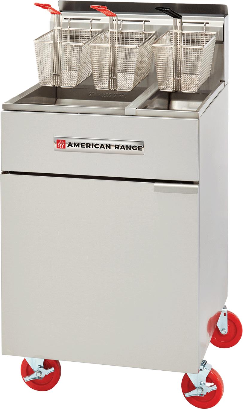 American Range - 7.75" Stainless Steel Restaurant Range Half and Full Size Fryers - AF-50/25 - SPECIAL ORDER ITEM