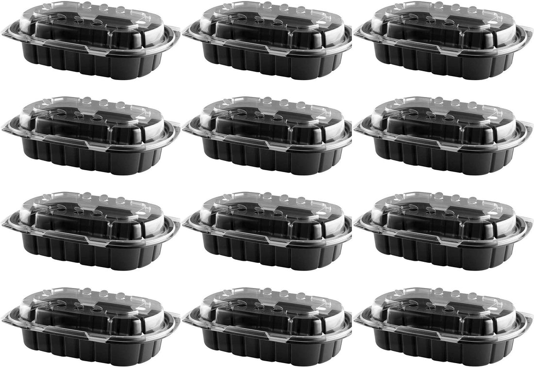 Anchor Packaging - 9" X 6" Black Base / Clear Anti Fog Lid Crisp Food Combo Container, 126/Cs - 4111424