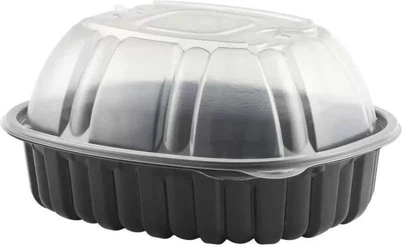 Anchor Packaging - 9.3" x 7.71" x 4.68" Black Base / Clear Chicken Roaster With Dome Lid, 100/Cs - 4110001