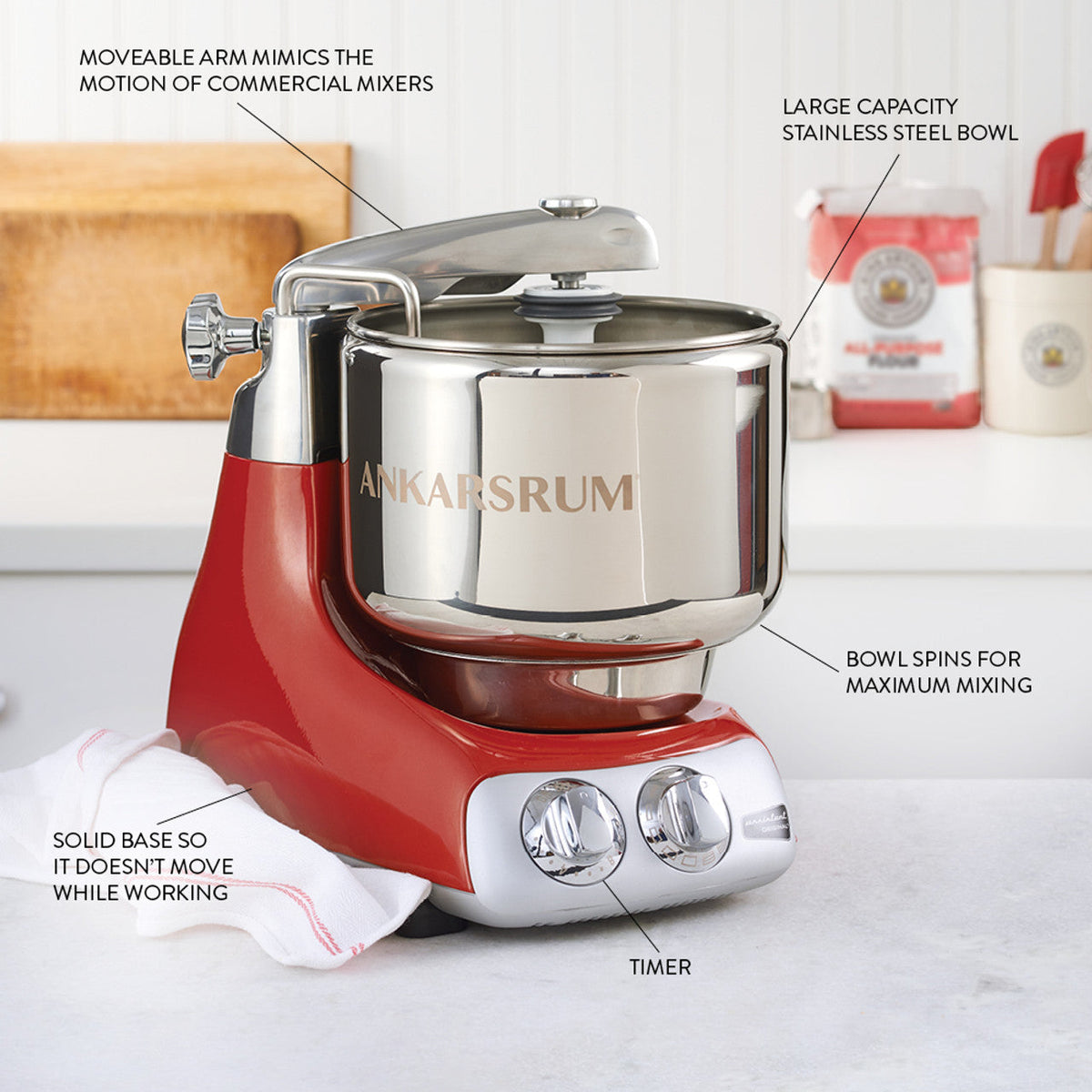 Ankarsrum - 7 L Assistent Original Mixer Metallic Red - 6230R