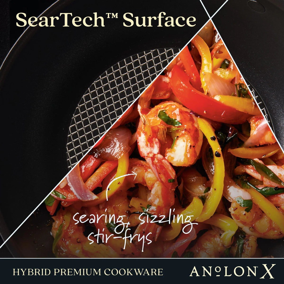 Anolon - 10" Black Hybrid Nonstick Wok With Lid - 14344